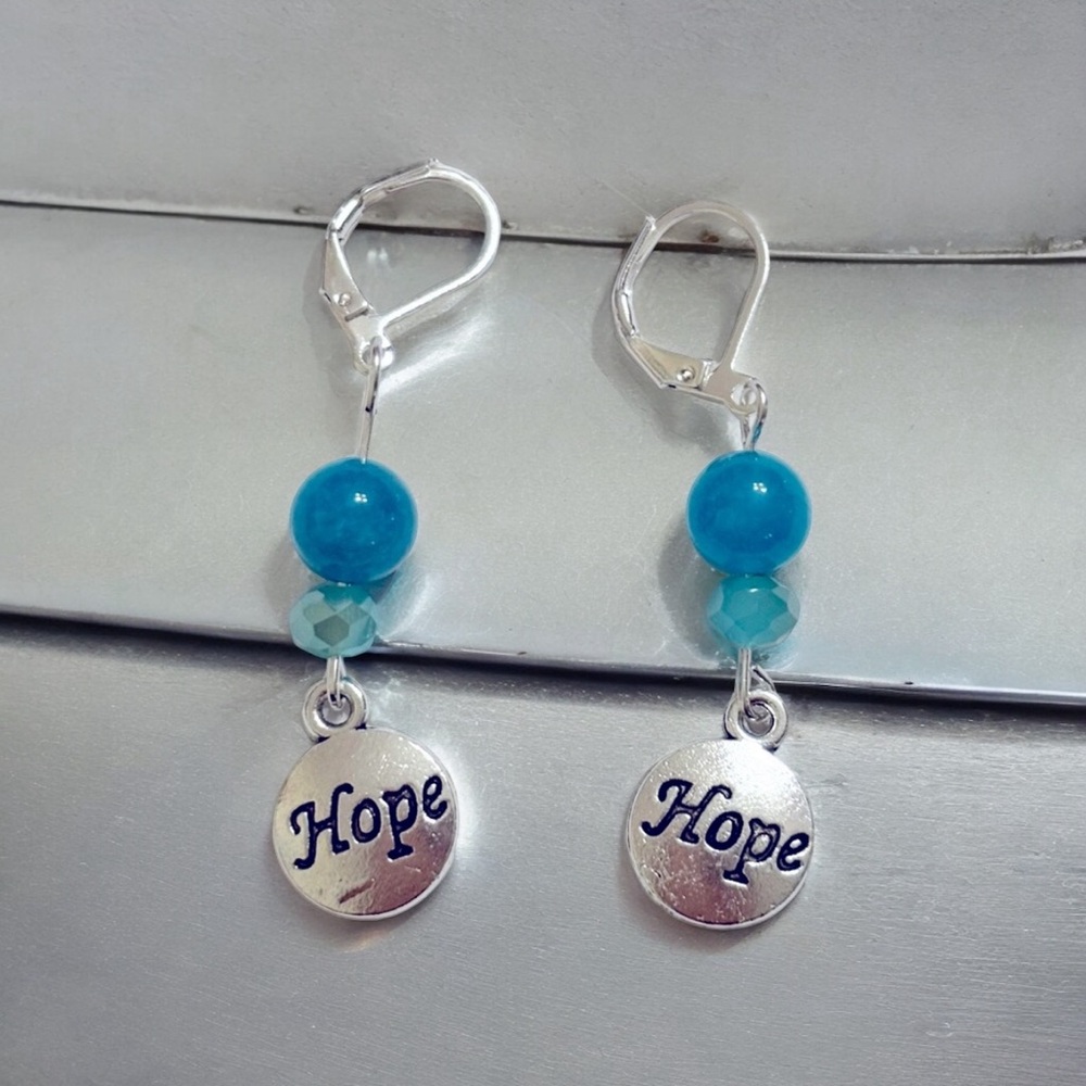 Clearance Sale HOPE handmade 925 sterling silver charm earrings blue chalcedony